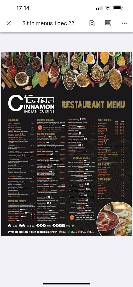 Menu Cinnamon Indian Cuisine-1